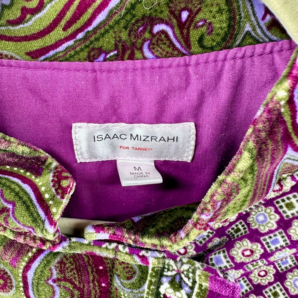 ISAAC MIZRAHI Purple Green VELVET Paisley Blazer Bohemian SUIT JACKET WOMENS M - Picture 6 of 11